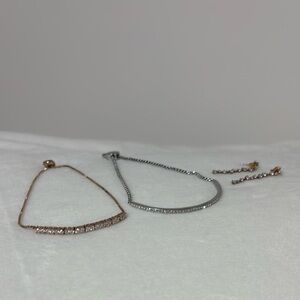 Set of: Silver and Rose Gold Bracelet & Rose Gold Silver Earrings